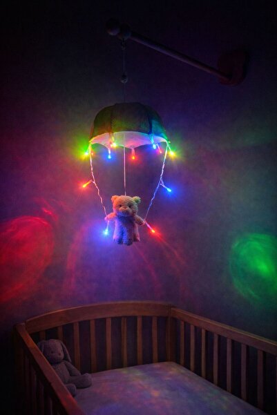 hobiimobiii Kademeli Gece lambası ışıklı projektör bebek beşik süsü keçe döne...