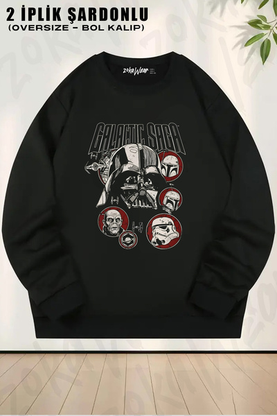 ZOKAWEAR Φούτερ με λαιμόκοψη μεγάλου μεγέθους Unisex Loose Fit Star Wars Vill...