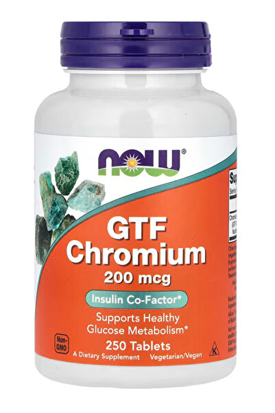 Now Foods Supplements, GTF (Glucose Tolerance Factor) Chromium 200 mcg, Co-Fa...