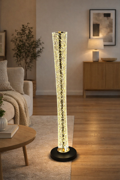 MARS CONCEPT LED Lambader 3 Işık Modlu 126 cm Modern Ayaklı Lamba Kristal Gol...