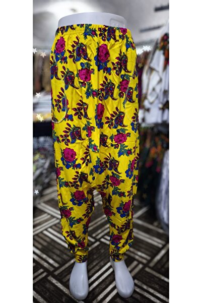 MODA Еластичен шалвар с флорален мотив и джоб