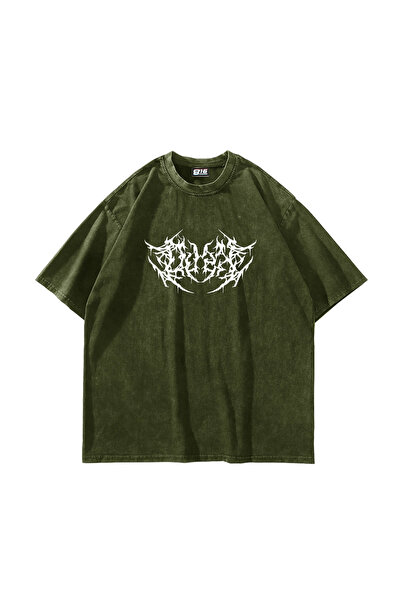 Sekizbiraltı Zeleno-bela sumrak Štampano Oversize kroj unisex T-shirt