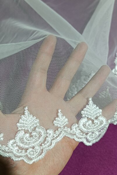 ilora home Lüks Fransız Dantelli Etek Nakışlı Hayal Tül Perde ütü istemez 1/3...