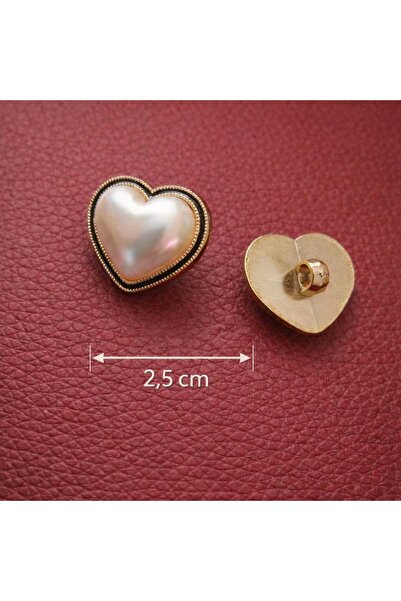 Beyna KALP KRİSTAL KENARLARI SİYAH MİNELİ İNCİLİ METALİZE  DÜĞME 2,5 CM 1 PAK...