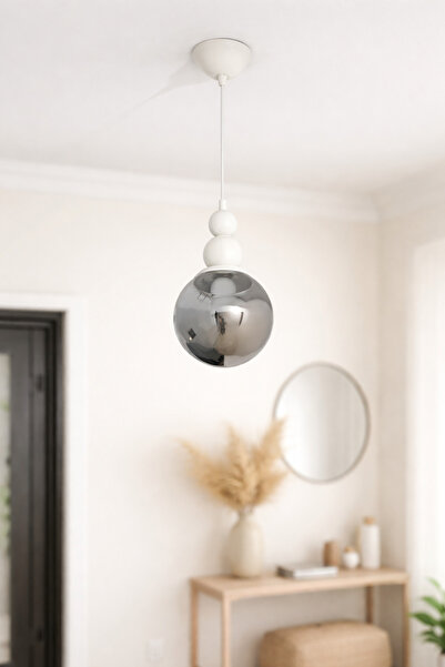 VENON KardanAdam Tekli Spor Tekli Sarkıt Avize Beyaz FÜME Glop Camlı Salon Mu...