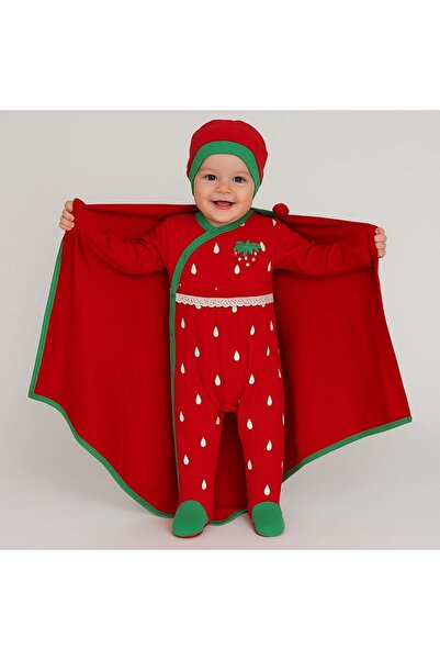 mandalinsbaby Strawberry Detailed 100% Cotton Baby Girl 5-Piece Hospital Outfit