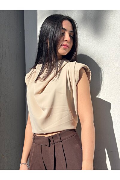 HEY4 Vatkalı Dökümlü Kadın Bluz