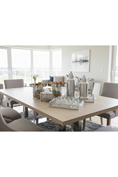 Generic An elegant hospitality set consisting of a tea and coffee thermos set...