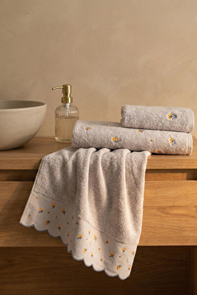 TICOTTO طقم مناشف مطرزة من القطن 100% مقاس 50×90 سم – 3 قطع، عالية الامتصاص، ...