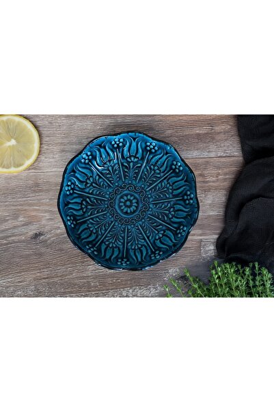 PAYİDAR MODEL Payidar 15cm Turquoise Pattern Ceramic Bowl Set Handmade Servin...