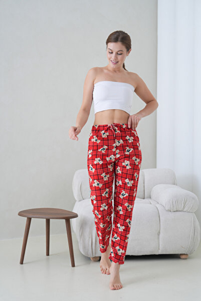 noend Women's Pajama Bottoms Red Winter New Year Silky - Touch