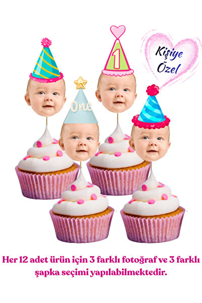 P&B COLLECTION WORKSHOP Kişiye Özel Fotoğraflı Doğum Günü Cupcake Pasta Dekor...