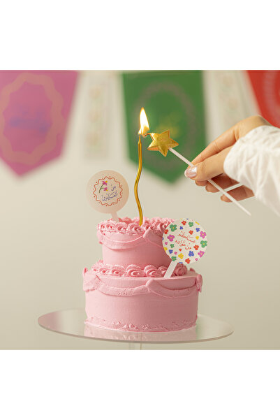 SEEN 10 زينة للكعكة، خطوط وزهور