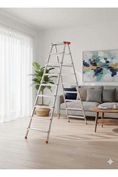 Genel Markalar Alüminyum Çift Çıkışlı Merdiven 9 Basamak | Kaymaz Ayaklı | En...