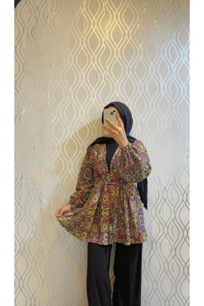 DİLEKBUTİK Desenli balon kol kimono