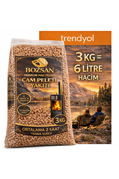 Bozsan Yüksek Isı Değerli A1 Kalite 3KG Dumansız %100 Çam Peleti Yakıtı 3KG 6mm
