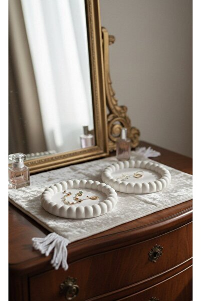 Berivan Set of 2 Decorative Concrete Plates - Jewelry Plate and Coaster