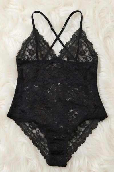 ZENCHES Kadın Siyah Dantel Detaylı Babydoll