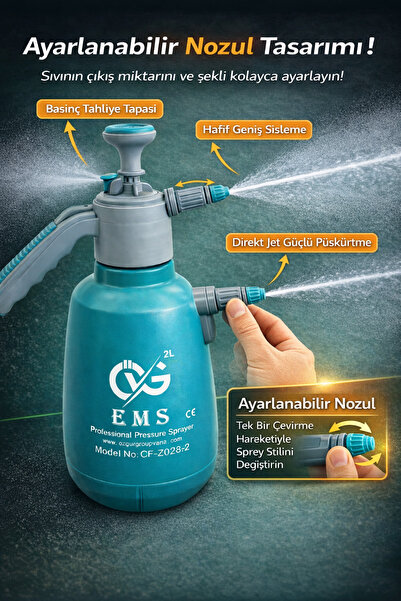 ÖVG EMS Basınçlı Dezenfekte Ilaçlama Pompası Ilaç Püskürtücü 2 Lt Premium