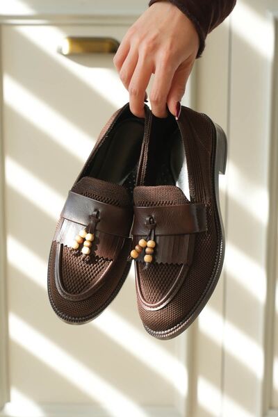 MODAADAM Дамски мокасини с ресни Ojox - Кафе