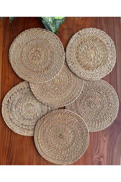 Atbyhome Ψάθινο Σουπλά - Πλεκτό Χοντρό Πλεκτό Σετ 6 τεμαχίων 35 εκ.