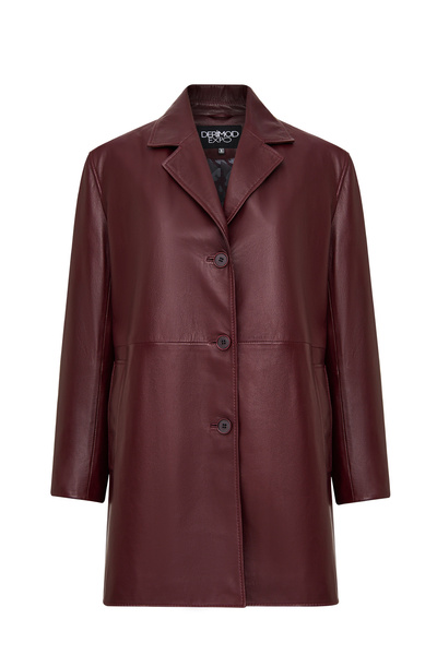 Derimod Emma Women's Burgundy Long Leather Coat 25Wge5606U4
