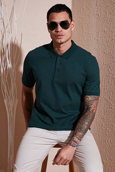 Buratti Bavlněné tričko Regular Fit Button Polo Neck Pánské TRIKO POLO LÍM 59...