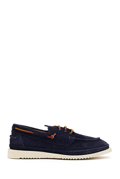 Derimod Men's Navy Blue Lace-Up Suede Leather Casual Shoes 26Sfd828010