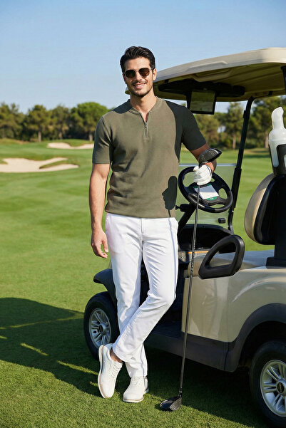 Buratti Памучна тениска с полуцип и редовна кройка Мъжка тениска 5902653