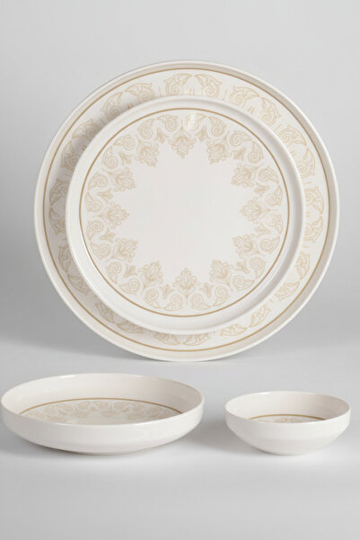 İpek Porselen 6 Kişilik Toledo 24 Parça Krem Porselen Yemek Takımı Lema– Şık ...