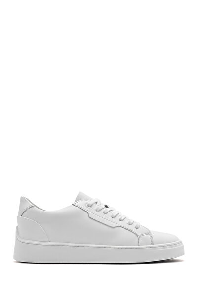 Derimod Men's White Lace-Up Thick-Soled Leather Sneaker 26Sfd660018