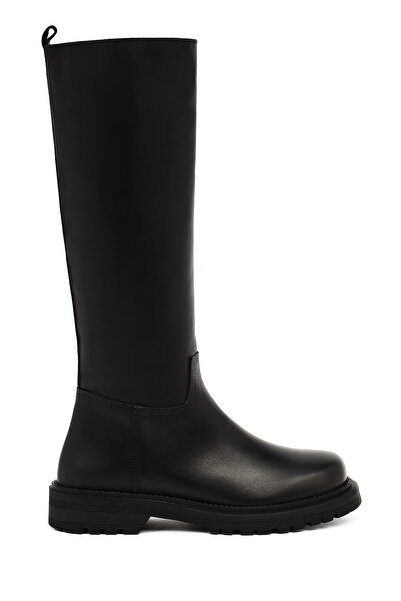 Derimod Cizme de damă din piele neagră cu talpă groasă 25WFD187218
