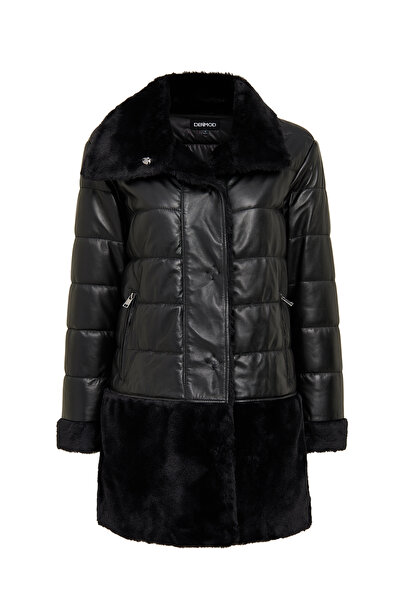 Derimod Avoriaz Kadın Siyah Teddy Deri Kaban 24WGP5295FF