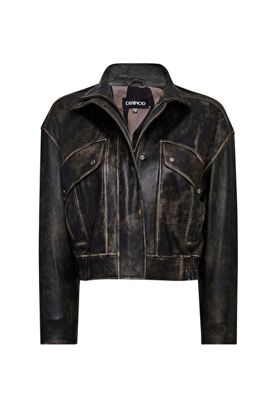 Derimod Anita Kadın Kahverengi Oversize Vintage Deri Mont 25WGD5330G6