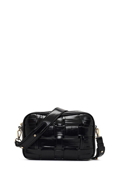 Derimod Geantă neagră împletită cu curea lungă pentru femei 25WBD274229