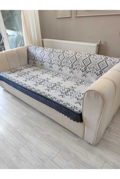 Yerli Black Velvet Printed Non-Slip Sofa and Sofa Bed Cover 180*210 Cm