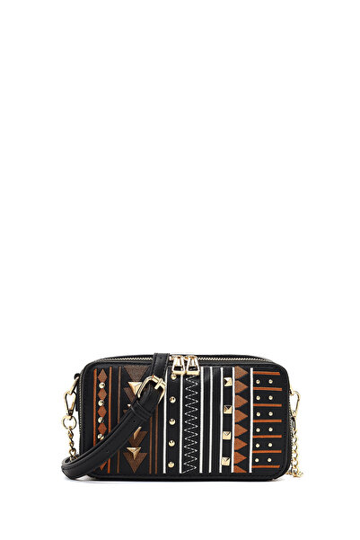 Derimod Kadın Siyah Uzun Askılı Baskılı Çapraz Çanta 25ABD264526