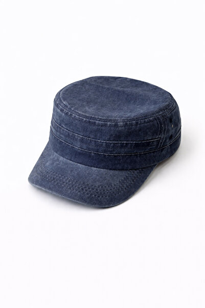 ZERAMİNE Unisex Washable Vintage Castro Hat Navy Blue Hat