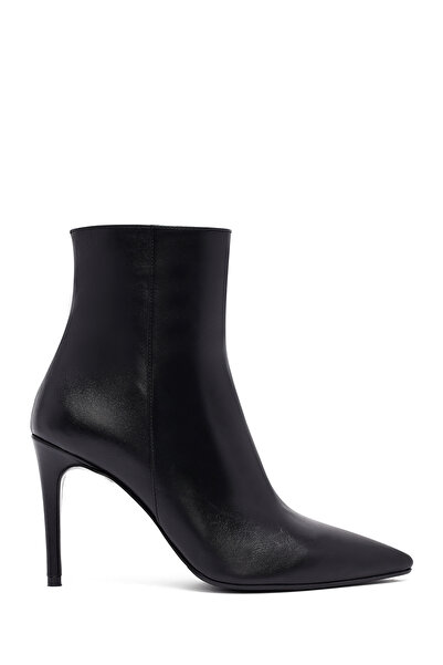 Derimod Women's Black Zippered High Thin Heeled Leather Boots 25Wfd133018