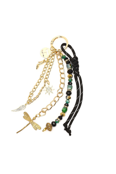 Derimod Women's Black Chain Detailed Beaded Metal Charm 000A2D470814