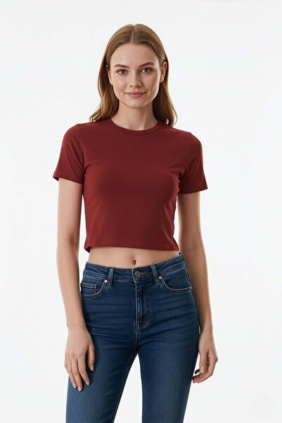 Fulla Moda Basic Crew Neck Crop T-Shirt