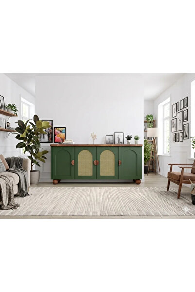 KIYMIK HOME Bohem Konsol – Size Özel Üretim – Gerçek Ağaç - Ceviz - Yeşil