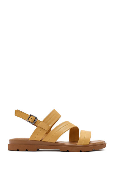 Derimod Sandale de damă din piele naturală, galbene, cu cataramă la gleznă 25...