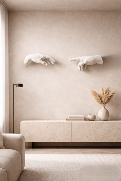 Michelangelo Hand of God Stone Wall Decor 2pcs Wall Sculpture Set