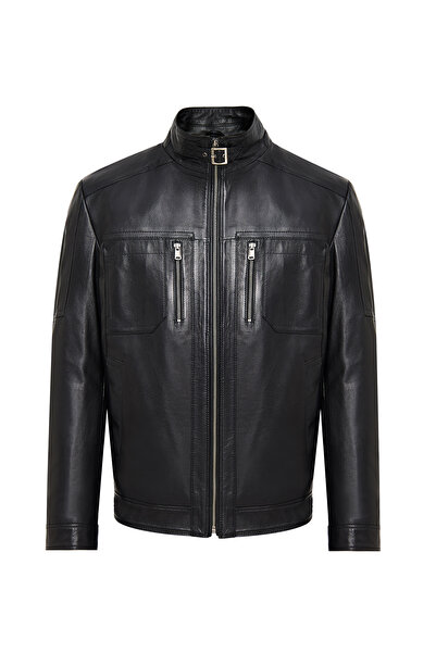 Derimod Muller-X (Plus) Erkek Siyah Deri Ceket 24WGE65611M