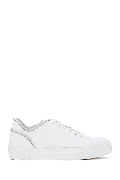 Derimod Women's White Lace-Up Stone Leather Sneaker 25Sfd 290618