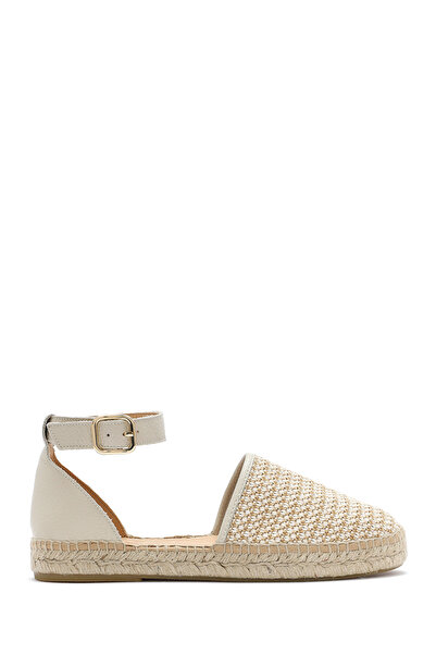 Derimod Sandale espadrille din piele naturală, cu cataramă la gleznă, bej, pe...