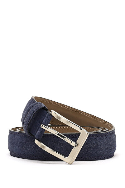 Derimod Curea din piele de căprioară albastru bleumarin pentru bărbați 000A2D...