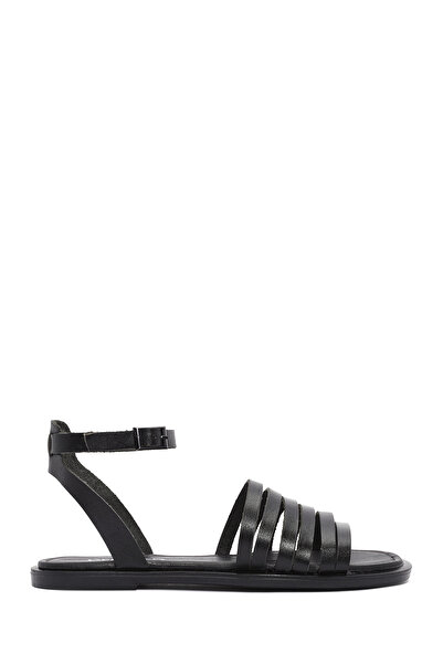 Derimod Дамски черни сандали с каишка за глезена от естествена кожа Bodrum 25...