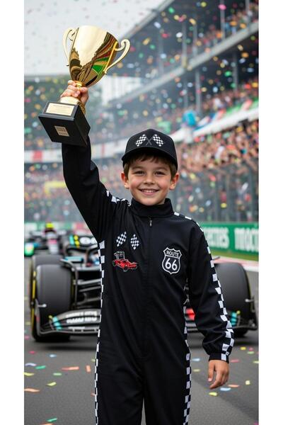 Lizsa Costum unisex pentru copii, pilot de curse F1, pilot de curse de Formul...